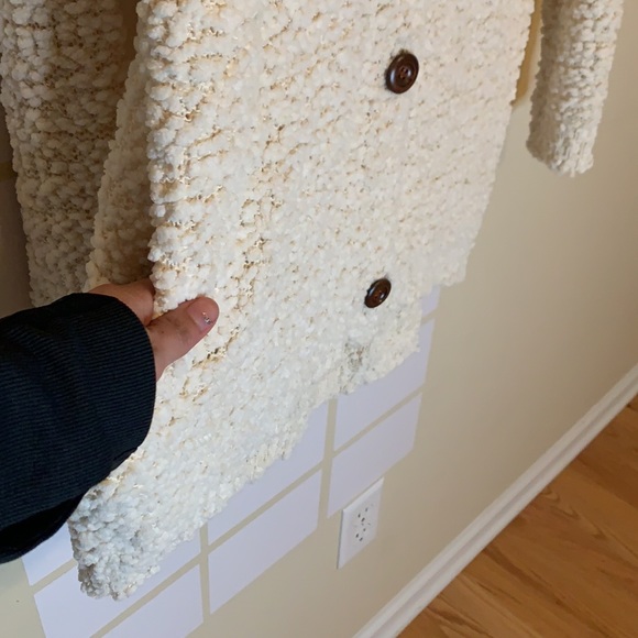 Listicle Chunky Fuzzy Popcorn Knit Button Front Long Lined Cardigan Hoodie Sz ML - Picture 4 of 7